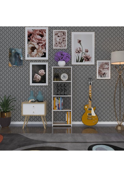 Kenzlife Kitaplık Süper Ga 120*40*19 Crd 4 Katlı Tek Bölme Ofis Mutfak Banyo Dolabı Arkalıksız Çok Renkli