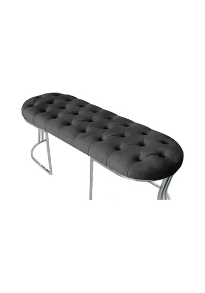 VİEGO SILVER ANTRASİT-Kapitoneli Model Puf&Bench&Koltuk-Oturak-Uzun Makyaj Puff-Yatak Odası Ucu&Önü