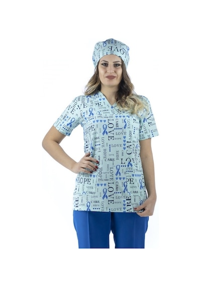Zarf Yaka Desenli Üst - 9002 Love Yeşil-6093