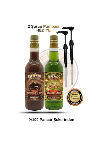 Premıum Çikolata - Antep Fıstığı Aromalı Kahve Şurubu 750 Ml 2 Adet Diğer
