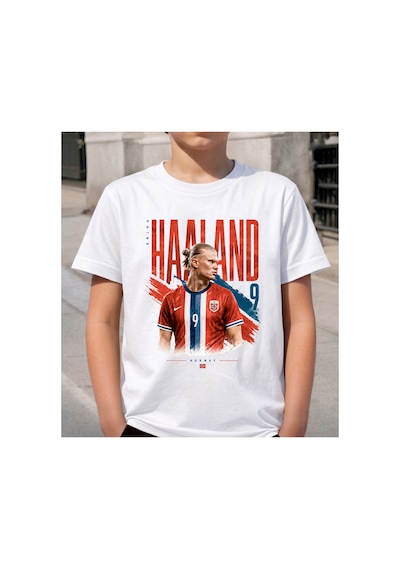 Stil-x Erlıng Haaland Baskılı Çocuk Ve Genç Tshırt, Yumuşak Dokulu Soft Kumaş Beyaz-4