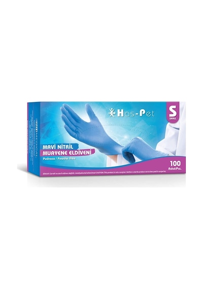 Haspet Mavi Pudrasız Nitril Eldiven - Small