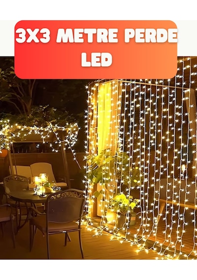 3x3 Metre Şelale Led Perde Işık İç Dış Mekân Dekorasyonu Diğer