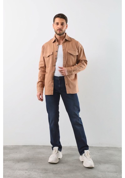Banny Jeans Erkek Oversize Jean Gömlek Bej