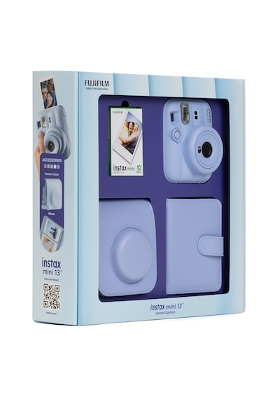 Instax Mini 13 Mavi Fotoğraf Makinesi 10'lu Film Kare Albüm Ve Deri Kılıf Bundle Box