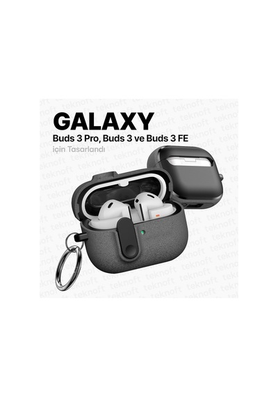 Samsung Galaxy Buds 3 Pro, Buds 3 Ve Buds 3 Fe İle Uyumlu Mandallı Kapak Kilit Sistemli Kumlanm