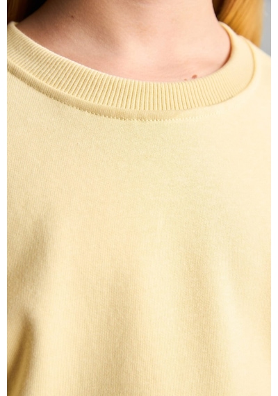 Defacto Relax Fıt Basic Sweatshırt Kız Çocuk E6842a826auyl487 Sarı-yl487