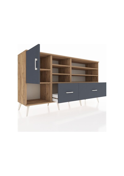 Hyperion Konsol 8 Raflı 2 Çekmeceli Tek Kapaklı 176x44x99 Çam-an Çam-antrasit Hyperion Konsol 8 Raflı 2 Çekmeceli Tek Kapaklı 176x44x99 Çam-an Çam-antrasit