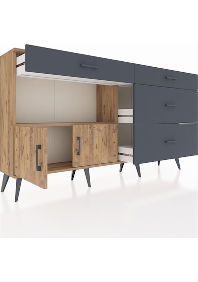 Arges Konsol Tek Raflı 4 Çekmeceli 2 Kapaklı 176x30x99 Çam-çam/an Çam-çam/antrasit Arges Konsol Tek Raflı 4 Çekmeceli 2 Kapaklı 176x30x99 Çam-çam/an Çam-çam/antrasit