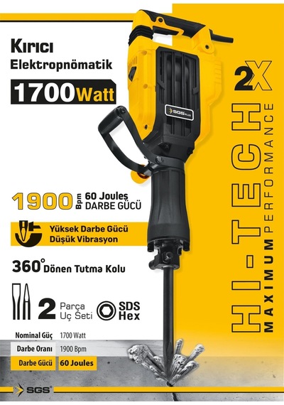 Sgs SGS5187 - 16 KG 1700 W 60 Joules 1900 BPM Elektropnomatik Kırıcı Hilti