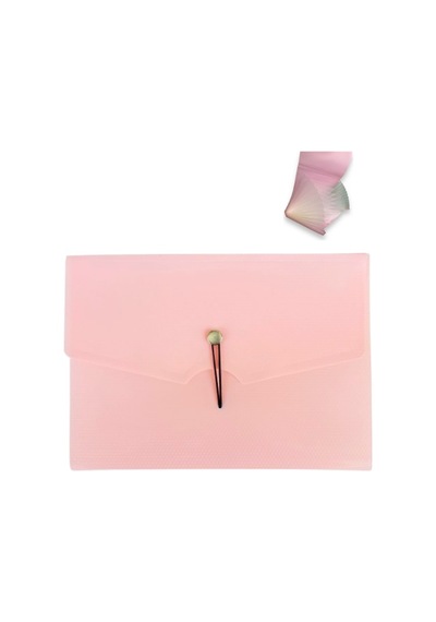 Lastikli A4 Boy 13 Bölmeli Körüklü Dosya Fihrist Ayraçlı Pastel Pudra Pembe Pembe