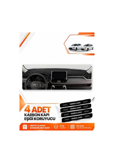 Toyota Corolla E210 Hayalet Göstergeli 2018-2026 Uyumlu Torpido Koruma Kılıfı Örtü - Siyah