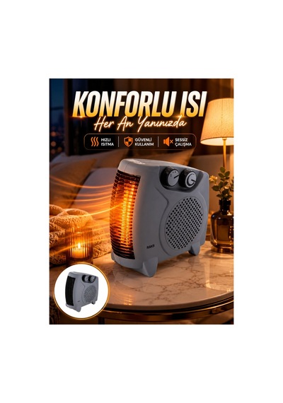 Fanlı Oda Isıtıcısı Termostat Kontrollü Soğuk Hava Üfleme Modu Yeni Nesil - Hs08375970-9835 Renkli