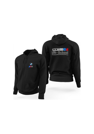 Bmw Old School E30 Color Siyah Fermuarlı Limited Edition Kapşonlu Sweatshirt Siyah
