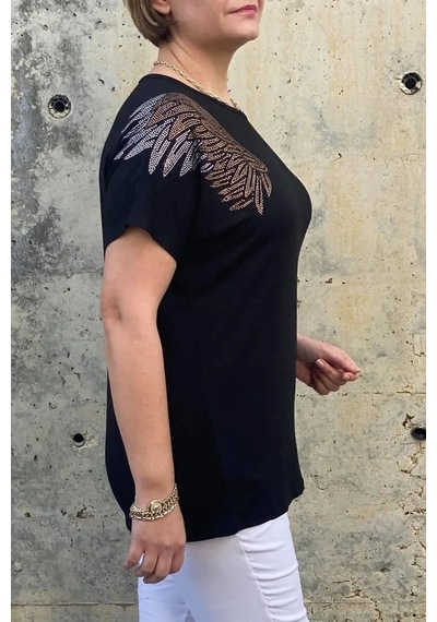 Mia Butik Büyük Beden Siyah Melek Bluz Siyah