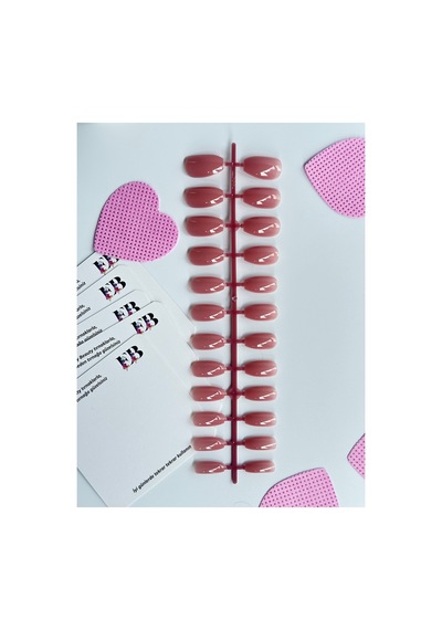 24 Adet Renkli Balerin Takma Tırnak Orta Uzun 309 Mercan Pembe