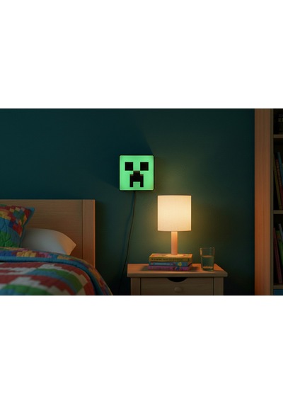 Sincara Home Minecraft Creaper Figürlü Gece Lambası Lightbox Yeşil