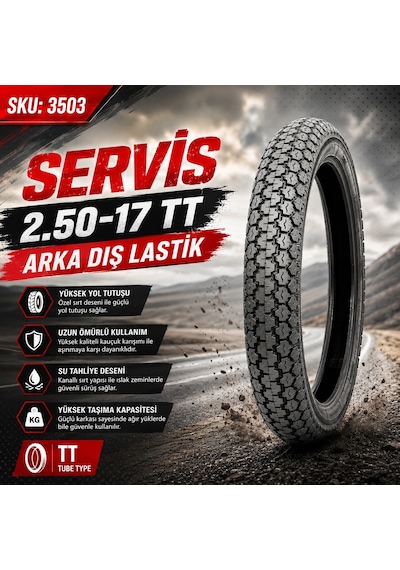 Servis 2.50-17 Tt İç Lastik Gerektrir Long Life Motosiklet Arka Dış Lastik