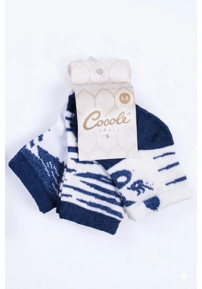 Cocole Socks Erkek Çocuk Soket Çorabı 3 Lü Set Pamuklu Soyut Figür Desenli Çok Renkli
