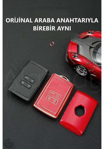 Renault Clio 5 Megane E-tech Austral Koleos Kadjar Captur Zoe Anahtar Kılıfı Siyah Gold - 1 Adet