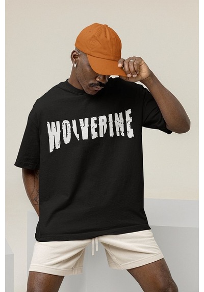 Wolverine Marvel Kahraman Baskılı Unisex Oversize Tişört Siyah