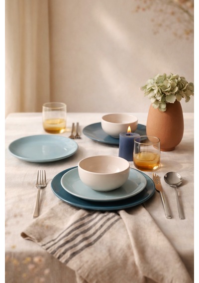 Keramika Blue Mix Yemek Takımı 6 Parça 2 Kişilik 031-413-420 Mavi
