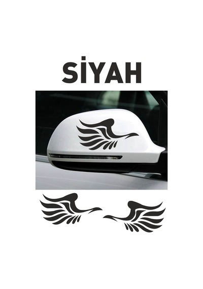 Kanat Yan Ayna Oto Sticker Siyah Sağ-sol 2 Adet 12 6 Cm