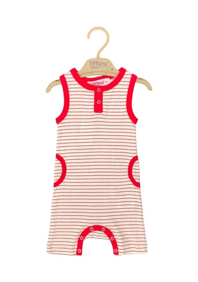 Tiffany Baby & Kids Tiffany Baby Organik Theme Askılı Cepli Rompy 88021 Kırmızı