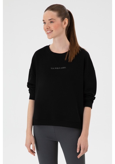 U.S. Polo Assn. Kadın Siyah Bisiklet Yaka Sweathırt 50313562-VR046
