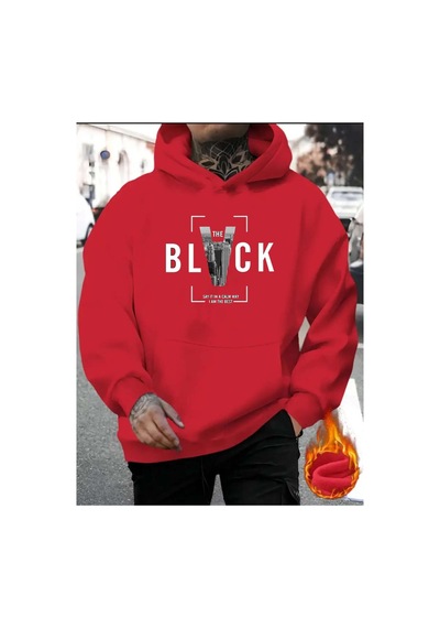 Medinenur Black Baskılı 2 Iplik Şardonlu Sweatshirt Kırmızı