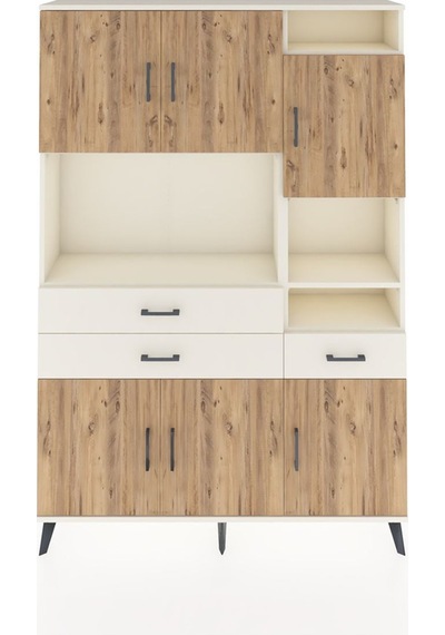 Arges Dolap 10 Raflı 3 Çekmeceli 6 Kapaklı 132x30x195 Aytaşı-... Aytaşı