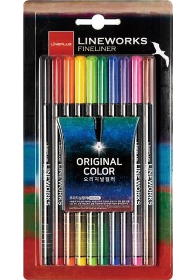 Lineworks Fineliner 10 Renk Kalem Seti 0.5mm 1 Paket 10 Renk Keçe Uçlu Kalem