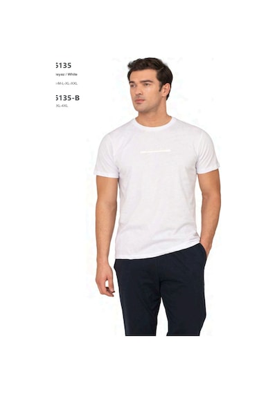 Pierre Cardin 6135 Erkek Kısa Kollu Bisiklet Yaka Pijama Takımı-beyaz
