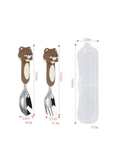 Ayıcık Figürlü Premium Çocuk Bpa Free Paslanmaz Çelik Uçlu Çatal-kaşık Set 12+ Ay