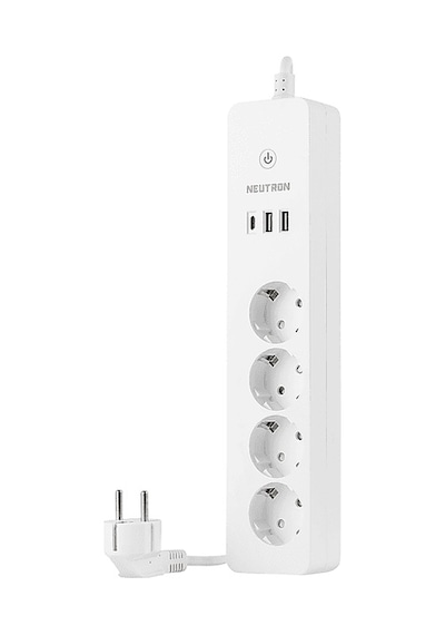 Neutron Akıllı Wi-fi Destekli 4'lü Akım Korumalı Priz 2 USB 1 Type-C Uzatma Kablosu
