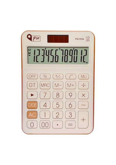 Pin 100g 12 Hane Altın Rengi Masaüstü Hesap Makinesi