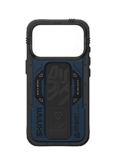 Apple Uyumlu iPhone 18 Pro Max Uyumlu Kılıf Skinarma M-safe Özellikli Airbag Tasarımlı Standlı Phantom Kapak Mavi
