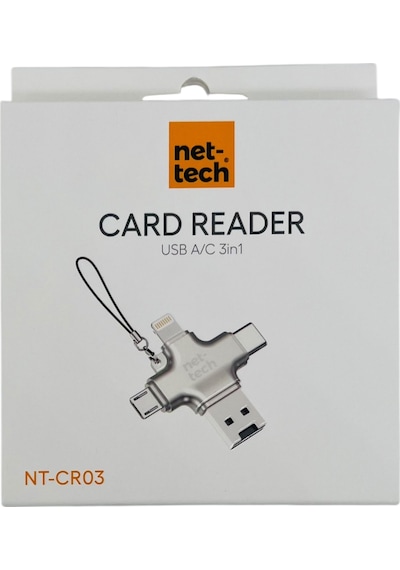 Nettech Nt-cr03 Lighting + Type-c + Micro To Usb Sd Kart Okuyucu - Gri Diğer