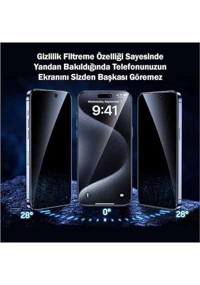 Apple iPhone Uyumlu,16/16 Pro /16 Plus / 16 Pro Max Hayalet Aparatlı Ekran Koruyucu Otomatik Kurulumlu Toz Engelleyici Baloncuk Bır