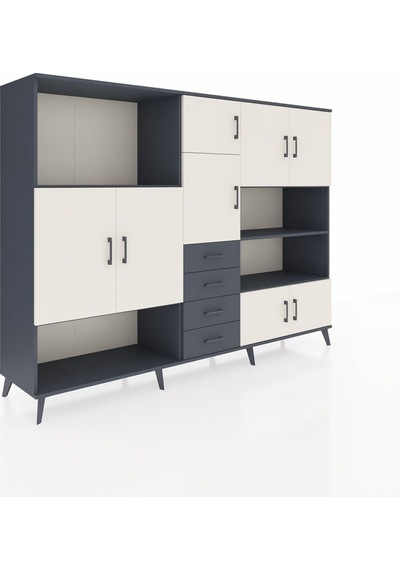 Hyperion Dolap 9 Raflı 4 Çekmeceli 8 Kapaklı 220x44x163 Antrasit- Antrasit-aytaşı/antrasit Hyperion Dolap 9 Raflı 4 Çekmeceli 8 Kapaklı 220x44x163 Antrasit- Antrasit-aytaşı/antrasit
