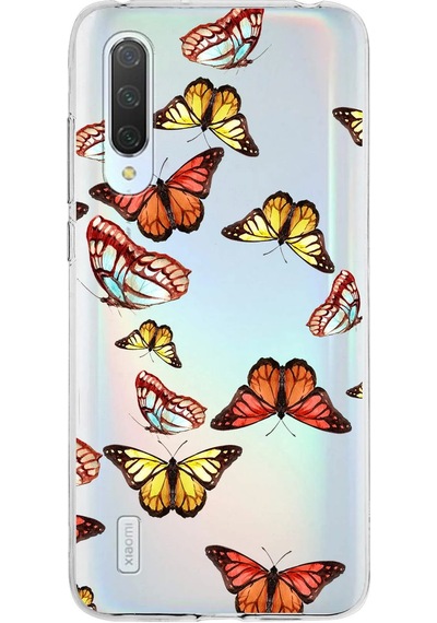 Xiaomi Mi 9 Lite İle Uyumlu 1mm Slim Fit Water Color 2 Baskılı Şeffaf Kılıf Şeffaf