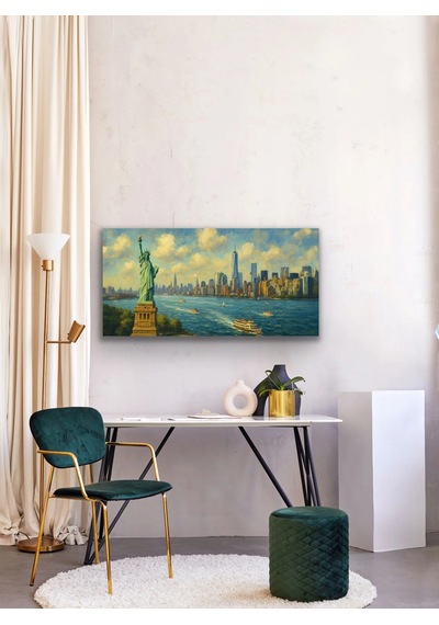 Özgürlük Heykeli Kanvas Tablo 60x120cm Çok Renkli