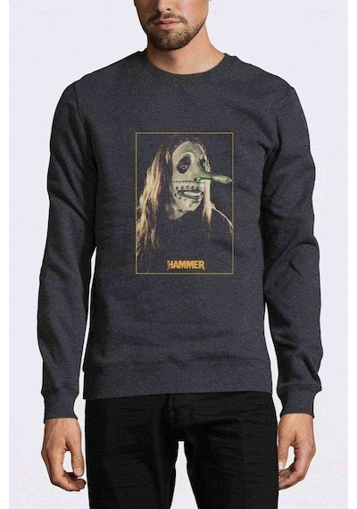 Slipknot Hammer Rock Metal Müzik Baskılı Füme Erkek Sweatshirt (528924961)