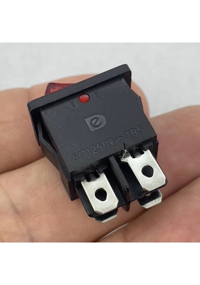 Ic-119 Mini Işıklı Anahtar 4p Siyah + Kırmızı Işık