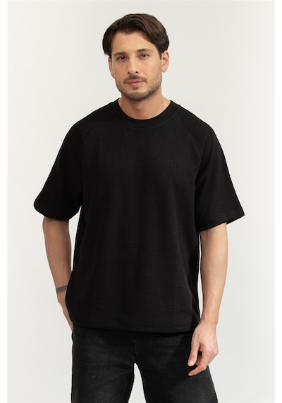 Cozy Flatback Rib Ss Relaxed Tee Erkek Bisiklet Yaka T-shirt Siyah