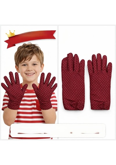 Puantiyeli Bordo Pandomim Eldiveni Çocuk Boy 23 Nisan 19 Mayıs Diğer