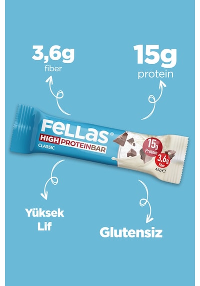 Fellas Yüksek Protein Bar Klasik Sade 45 G x 12 Adet