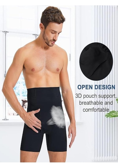 Inner Vision Erkek Korse Boxer Karın Kontrol, Toparlayıcı Ve Vücut Şekillendirici İç Çamaşırı Siyah