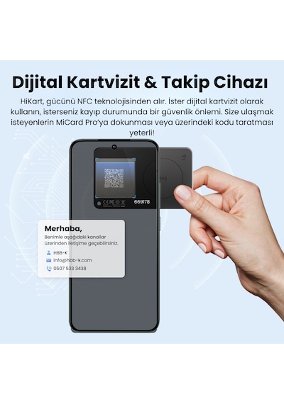 Hi Kart Apple Uyumlu iOS &android Takip Cihazı & Dijital Kartvizit Siyah Tekli Paket