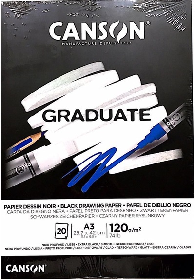 Canson Çizim Bloğu Graduate Cangrad Siyah 20 Sy A3 120  Gr